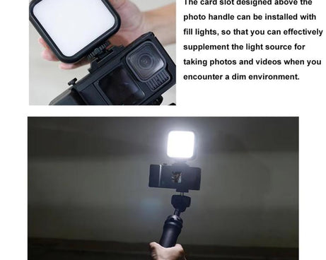 Street Vlogging Handle For GoPro HERO13 Black / 12 Black / 11 Black / 10 Black / 9 Black, For GoPro HERO