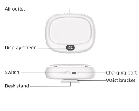 USB Outdoor High-power Bladeless Waist-hanging Portable Fan