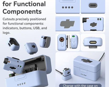 For DJI Mic Mini aMagisn MP01 Silicone Protective Case, 3 In 1 Black, 3 In 1 Gray, 3 In 1 Pink, 3 In 1 Purple, 3 In 1 Blue, 4 In 1 Black, 4 In 1 Gray, 4 In 1 Pink, 4 In 1 Purple, 4 In 1 Blue