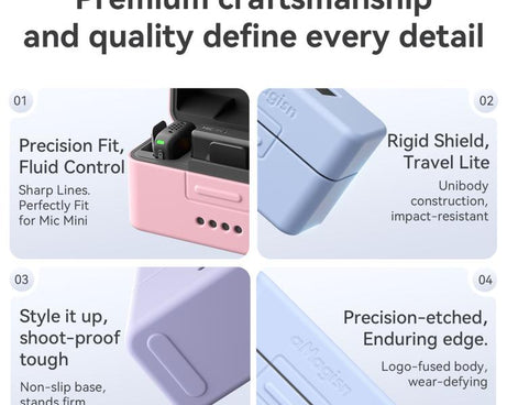 For DJI Mic Mini aMagisn MP01 Silicone Protective Case, 3 In 1 Black, 3 In 1 Gray, 3 In 1 Pink, 3 In 1 Purple, 3 In 1 Blue, 4 In 1 Black, 4 In 1 Gray, 4 In 1 Pink, 4 In 1 Purple, 4 In 1 Blue