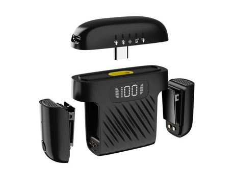 One To Two Mini Wireless Collar-clip Noise-cancelling Microphone With Charging Case