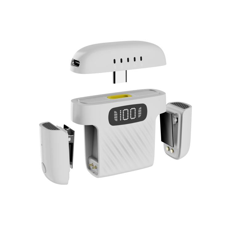 One To Two Mini Wireless Collar-clip Noise-cancelling Microphone With Charging Case