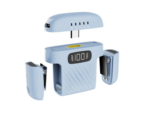 One To Two Mini Wireless Collar-clip Noise-cancelling Microphone With Charging Case