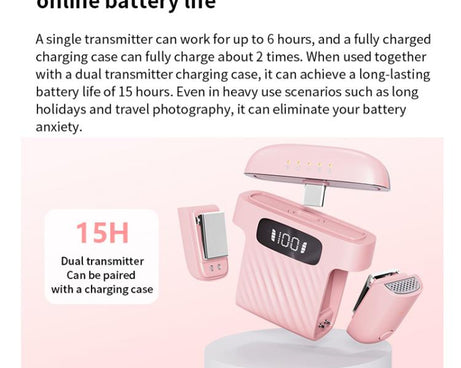 One To Two Mini Wireless Collar-clip Noise-cancelling Microphone With Charging Case