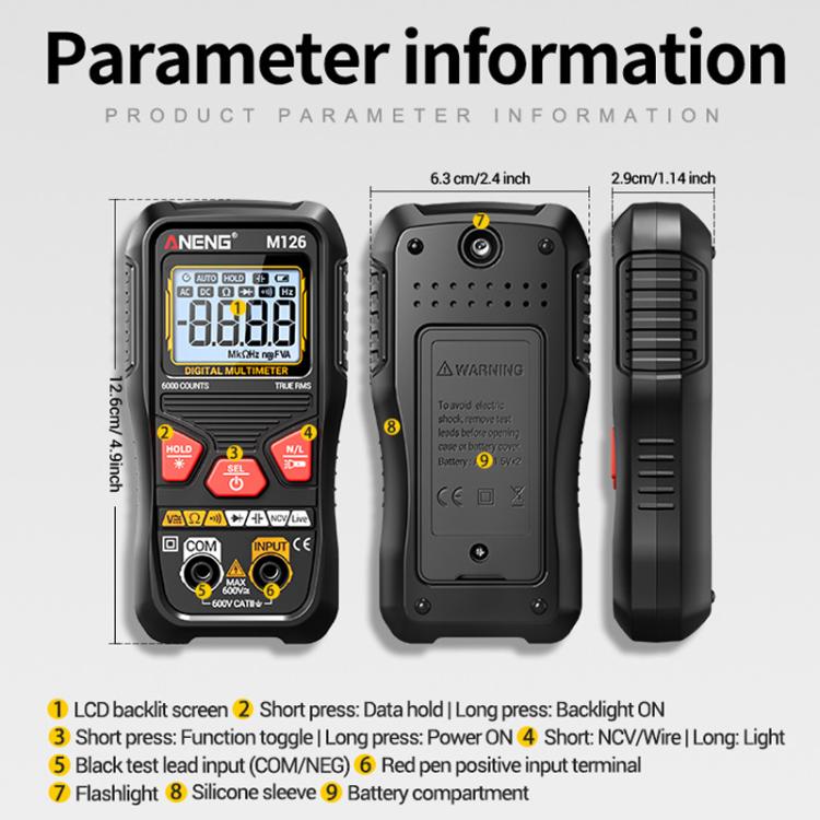 ANENG Anti-burn Electrical Digital Display Fully Automatic Digital Multimeter, M126