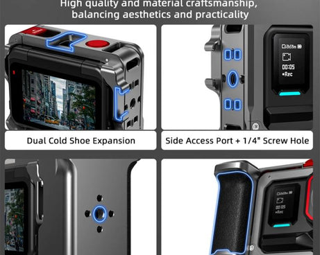 For Insta360 Ace Pro 2 / Ace Pro Flymile Xplorer Grip Kit Street Photography Handle Metal Cage Case, Xplorer Grip