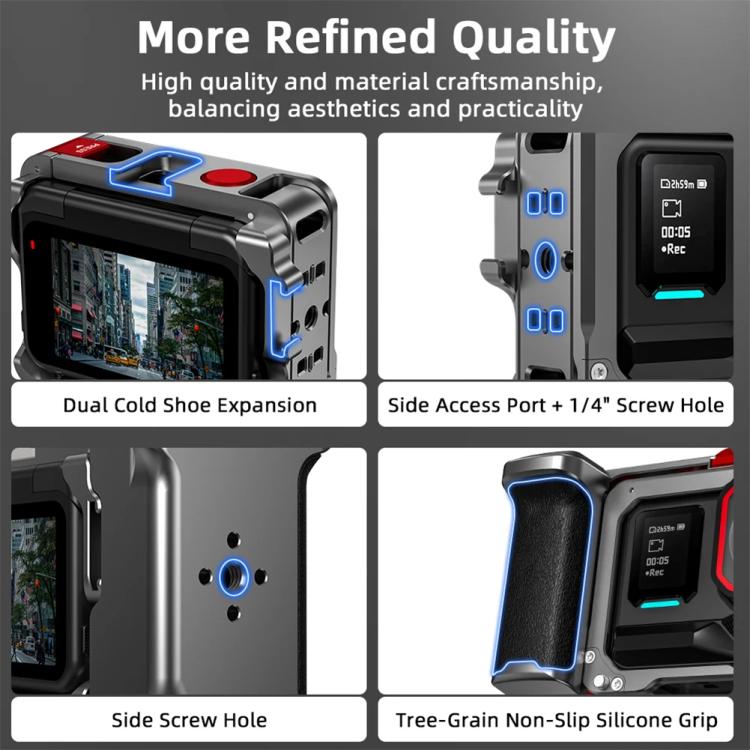 For Insta360 Ace Pro 2 / Ace Pro Flymile Xplorer Grip Kit Street Photography Handle Metal Cage Case, Xplorer Grip