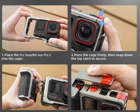 For Insta360 Ace Pro 2 / Ace Pro Flymile Xplorer Grip Kit Street Photography Handle Metal Cage Case, Xplorer Grip