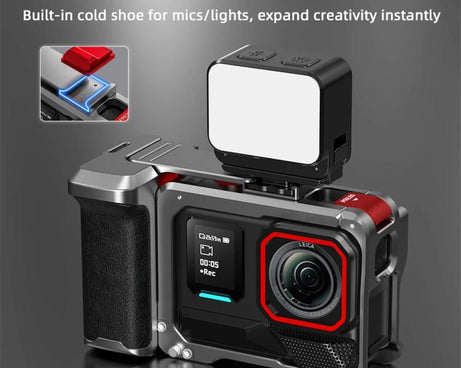 For Insta360 Ace Pro 2 / Ace Pro Flymile Xplorer Grip Kit Street Photography Handle Metal Cage Case, Xplorer Grip