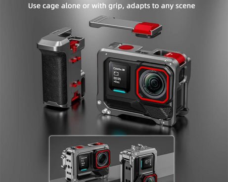 For Insta360 Ace Pro 2 / Ace Pro Flymile Xplorer Grip Kit Street Photography Handle Metal Cage Case, Xplorer Grip