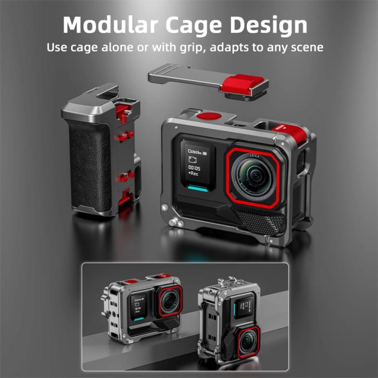 For Insta360 Ace Pro 2 / Ace Pro Flymile Xplorer Grip Kit Street Photography Handle Metal Cage Case, Xplorer Grip
