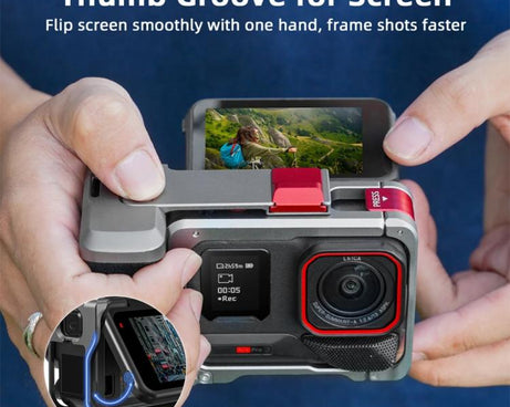 For Insta360 Ace Pro 2 / Ace Pro Flymile Xplorer Grip Kit Street Photography Handle Metal Cage Case, Xplorer Grip