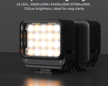 For DJI Action 5 Pro/ Action 4 Flymile 20 LEDs Magnetic Fill Light Rechargeable Video Light 3000K/4440K/8700K Adjustable