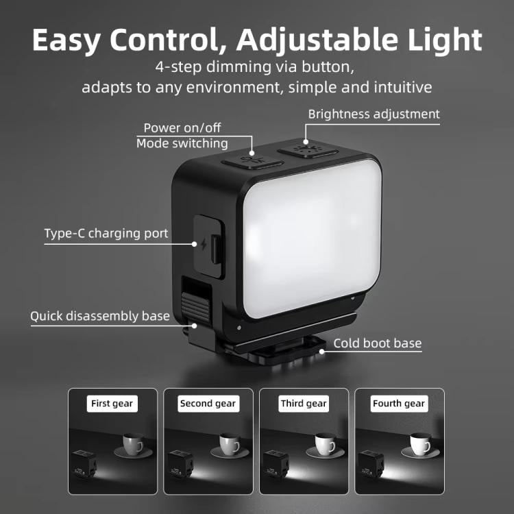 For DJI Action 5 Pro/ Action 4 Flymile 20 LEDs Magnetic Fill Light Rechargeable Video Light 3000K/4440K/8700K Adjustable