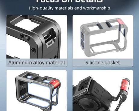 For DJI Action 5 Pro/Action 4/Action 3 Flymile Aluminum Alloy Camera Cage Protective Metal Frame