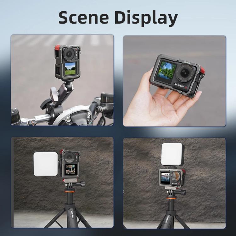 For DJI Action 5 Pro/Action 4/Action 3 Flymile Aluminum Alloy Camera Cage Protective Metal Frame