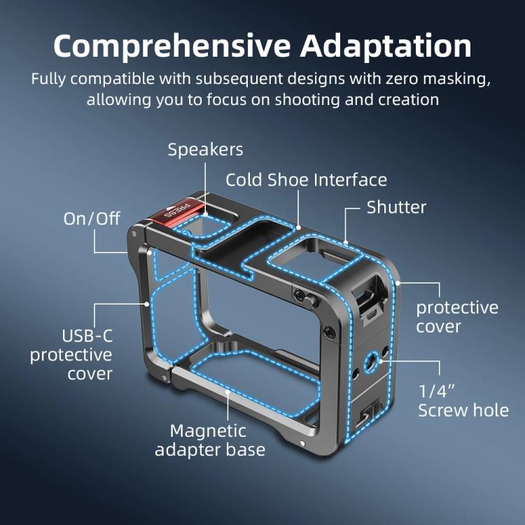 For DJI Action 5 Pro/Action 4/Action 3 Flymile Aluminum Alloy Camera Cage Protective Metal Frame