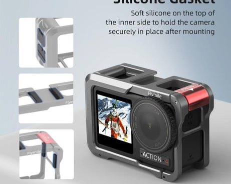 For DJI Action 5 Pro/Action 4/Action 3 Flymile Aluminum Alloy Camera Cage Protective Metal Frame