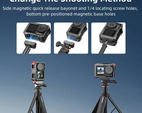 For DJI Action 5 Pro/Action 4/Action 3 Flymile Aluminum Alloy Camera Cage Protective Metal Frame