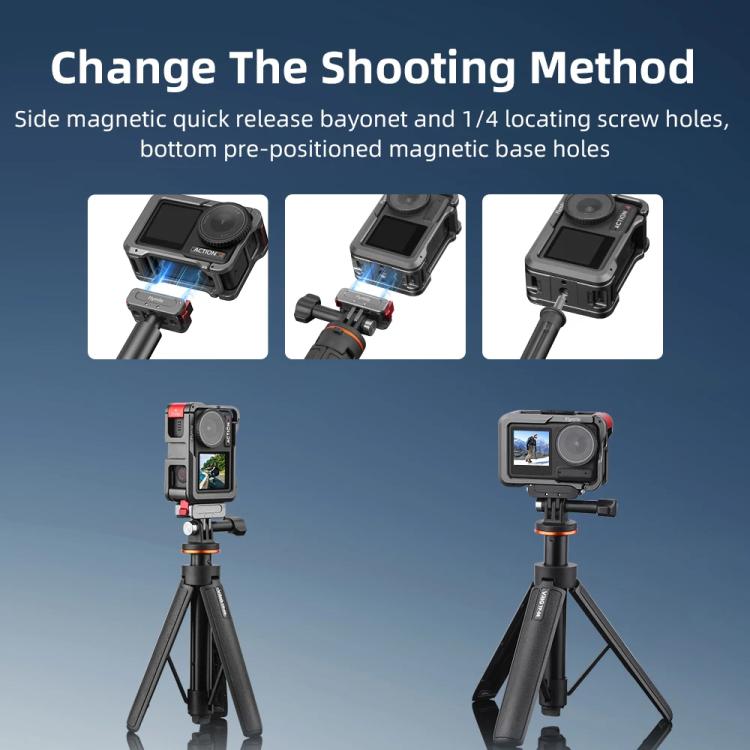 For DJI Action 5 Pro/Action 4/Action 3 Flymile Aluminum Alloy Camera Cage Protective Metal Frame