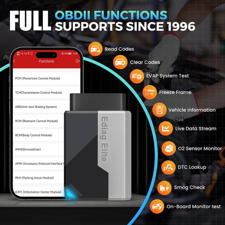KINGBOLEN Ediag Elite Car Fault OBD2 Multilingual Detector, KBLJ05