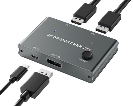 DisplayPort Switch 8K 30Hz HD Splitter For Computer Screen, DP201 2 In 1 Out, DP301 3 In 1 Out