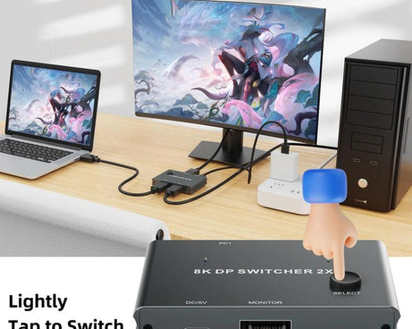 DisplayPort Switch 8K 30Hz HD Splitter For Computer Screen, DP201 2 In 1 Out, DP301 3 In 1 Out