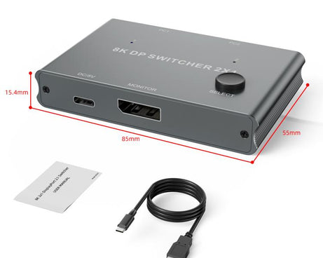 DisplayPort Switch 8K 30Hz HD Splitter For Computer Screen, DP201 2 In 1 Out, DP301 3 In 1 Out