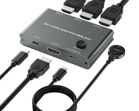 3 In 1 Out HDMI Switch 8K 60Hz / 4K 120Hz Computer HD Conversion, HD31 3 In 1 Out