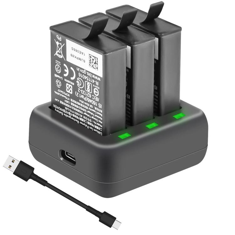 For DJI Osmo Action 4/Action 3 YX 3-Slot Battery Charger Hub Compact Charging Station, 5V 3A Tri-Slot Batteries Charger