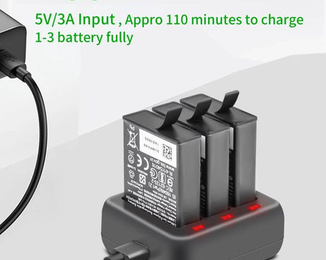 For DJI Osmo Action 4/Action 3 YX 3-Slot Battery Charger Hub Compact Charging Station, 5V 3A Tri-Slot Batteries Charger