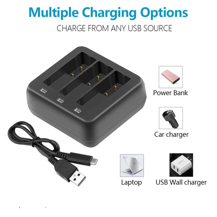 For DJI Osmo Action 4/Action 3 YX 3-Slot Battery Charger Hub Compact Charging Station, 5V 3A Tri-Slot Batteries Charger