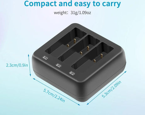 For DJI Osmo Action 4/Action 3 YX 3-Slot Battery Charger Hub Compact Charging Station, 5V 3A Tri-Slot Batteries Charger