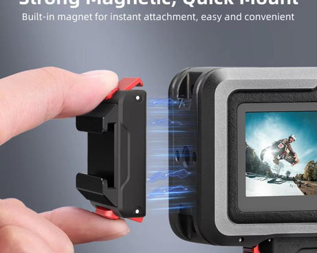 For DJI Osmo Action 5 Pro/Action 4/Action 3 Magnetic Quick Release Adapter with Cold Shoe Mount Base