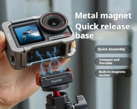 For DJI Osmo Action 5 Pro /4/3 Flymile Magnetic Quick Release Base With 1/4-inch Screw & 2-claw Interface