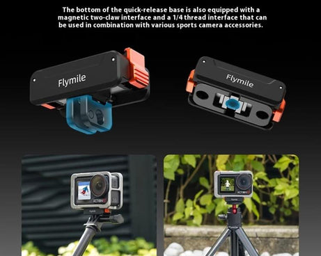 For DJI Osmo Action 5 Pro /4/3 Flymile Magnetic Quick Release Base With 1/4-inch Screw & 2-claw Interface