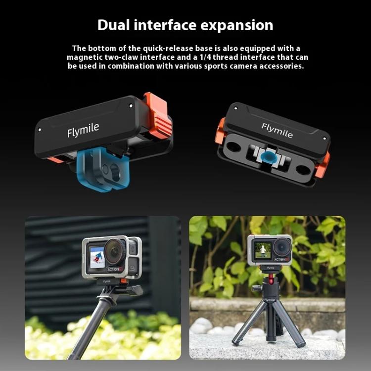 For DJI Osmo Action 5 Pro /4/3 Flymile Magnetic Quick Release Base With 1/4-inch Screw & 2-claw Interface