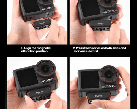 For DJI Osmo Action 5 Pro /4/3 Flymile Magnetic Quick Release Base With 1/4-inch Screw & 2-claw Interface