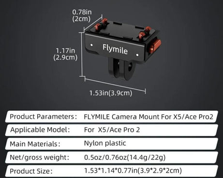 Flymile Plastic Magnetic Quick-Release Base For Insta360 Ace Pro 2/X5/X4/X3/X2/Ace Pro/Ace, 2-claw