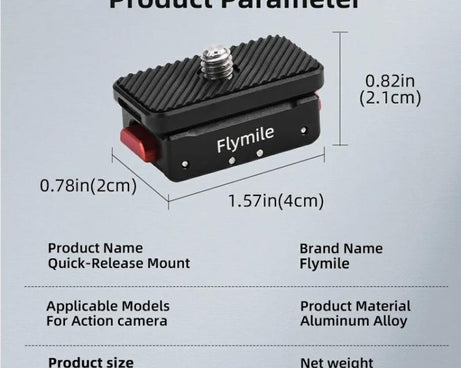 Flymile Magnetic Quick-Release Base 1/4 Inch Thread Foldable Extension Kit for Insta360 Ace Pro 2/Ace Pro/Ace/X5/X4/X3/X2, 1/4 Inch Thread Foldable Kit