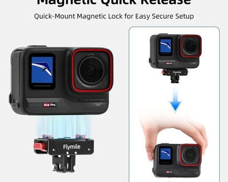 Flymile Magnetic Quick-Release Base 1/4 Inch Thread Foldable Extension Kit for Insta360 Ace Pro 2/Ace Pro/Ace/X5/X4/X3/X2, 1/4 Inch Thread Foldable Kit