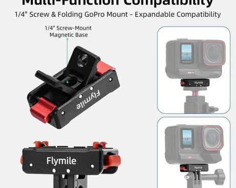 Flymile Magnetic Quick-Release Base 1/4 Inch Thread Foldable Extension Kit for Insta360 Ace Pro 2/Ace Pro/Ace/X5/X4/X3/X2, 1/4 Inch Thread Foldable Kit
