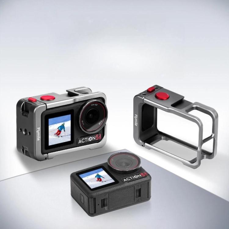 For DJI Osmo Action 5 Pro/4/3 Flymile Metal Protective Cage with Cold Shoe Mount