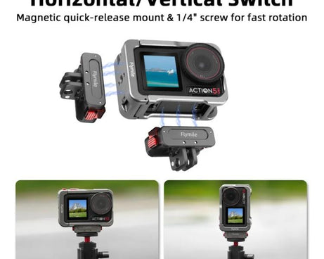 For DJI Osmo Action 5 Pro/4/3 Flymile Metal Protective Cage with Cold Shoe Mount