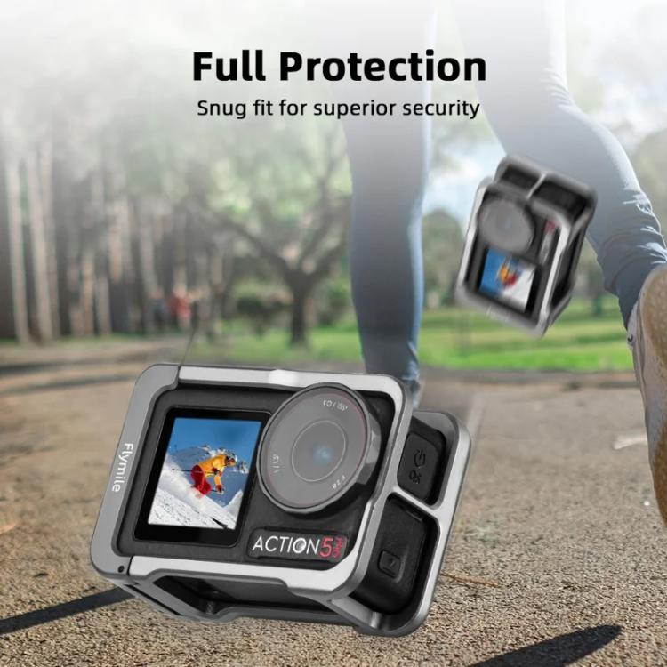 For DJI Osmo Action 5 Pro/4/3 Flymile Metal Protective Cage with Cold Shoe Mount