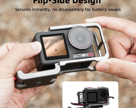 For DJI Osmo Action 5 Pro/4/3 Flymile Metal Protective Cage with Cold Shoe Mount