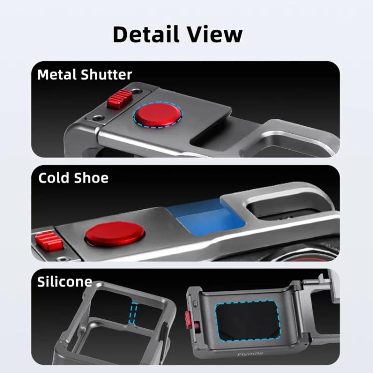 For DJI Osmo Action 5 Pro/4/3 Flymile Metal Protective Cage with Cold Shoe Mount