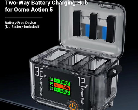 CYNOVA Fast Charging Hub for DJI Osmo 360/Action 5 Pro/4/3 With 1.14 inch TFT LCD Display, Charging Hub