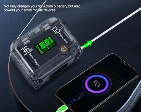 CYNOVA Fast Charging Hub for DJI Osmo 360/Action 5 Pro/4/3 With 1.14 inch TFT LCD Display, Charging Hub