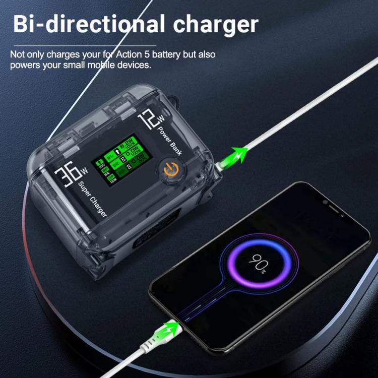 CYNOVA Fast Charging Hub for DJI Osmo 360/Action 5 Pro/4/3 With 1.14 inch TFT LCD Display, Charging Hub